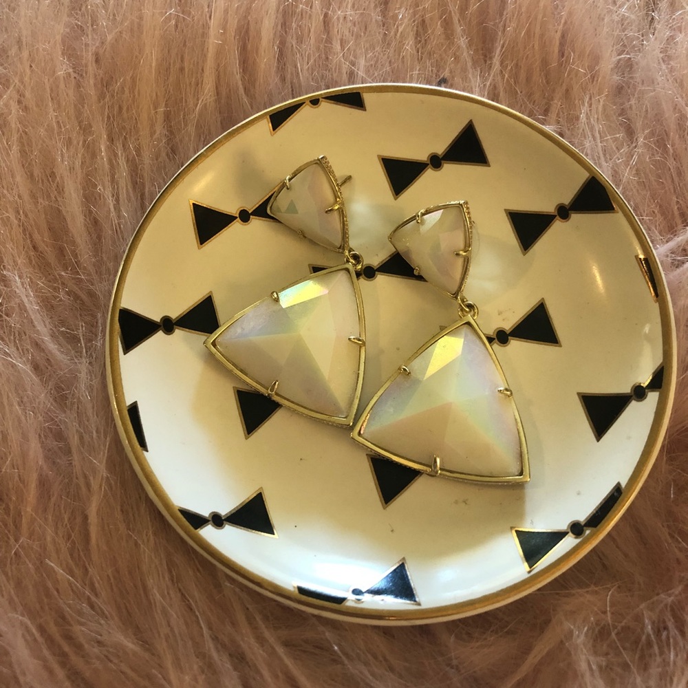 White iridescent earrings